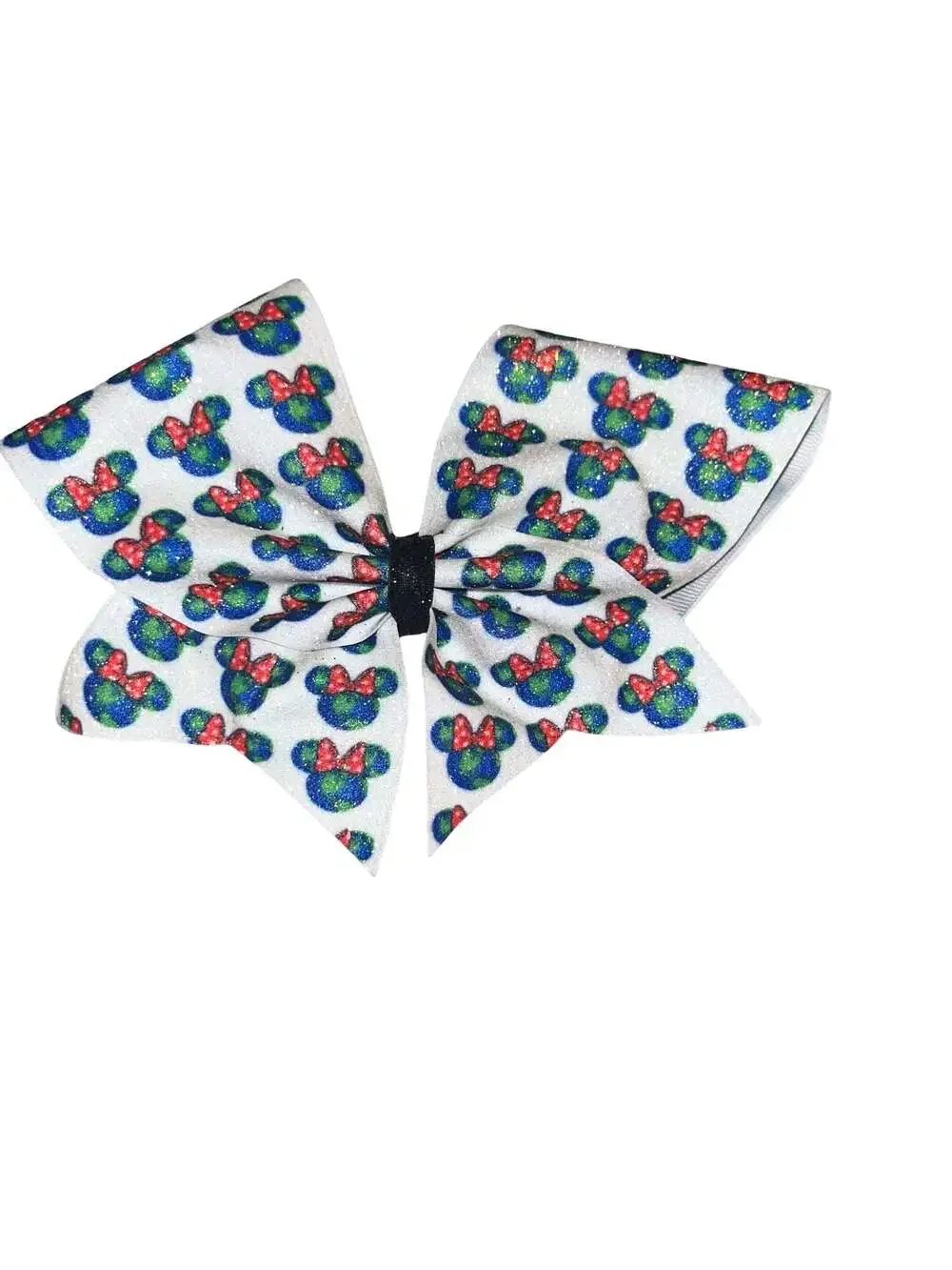 Disney Minnie Mouse Inspired Glitter Hair Bow with Planet and Bow Print